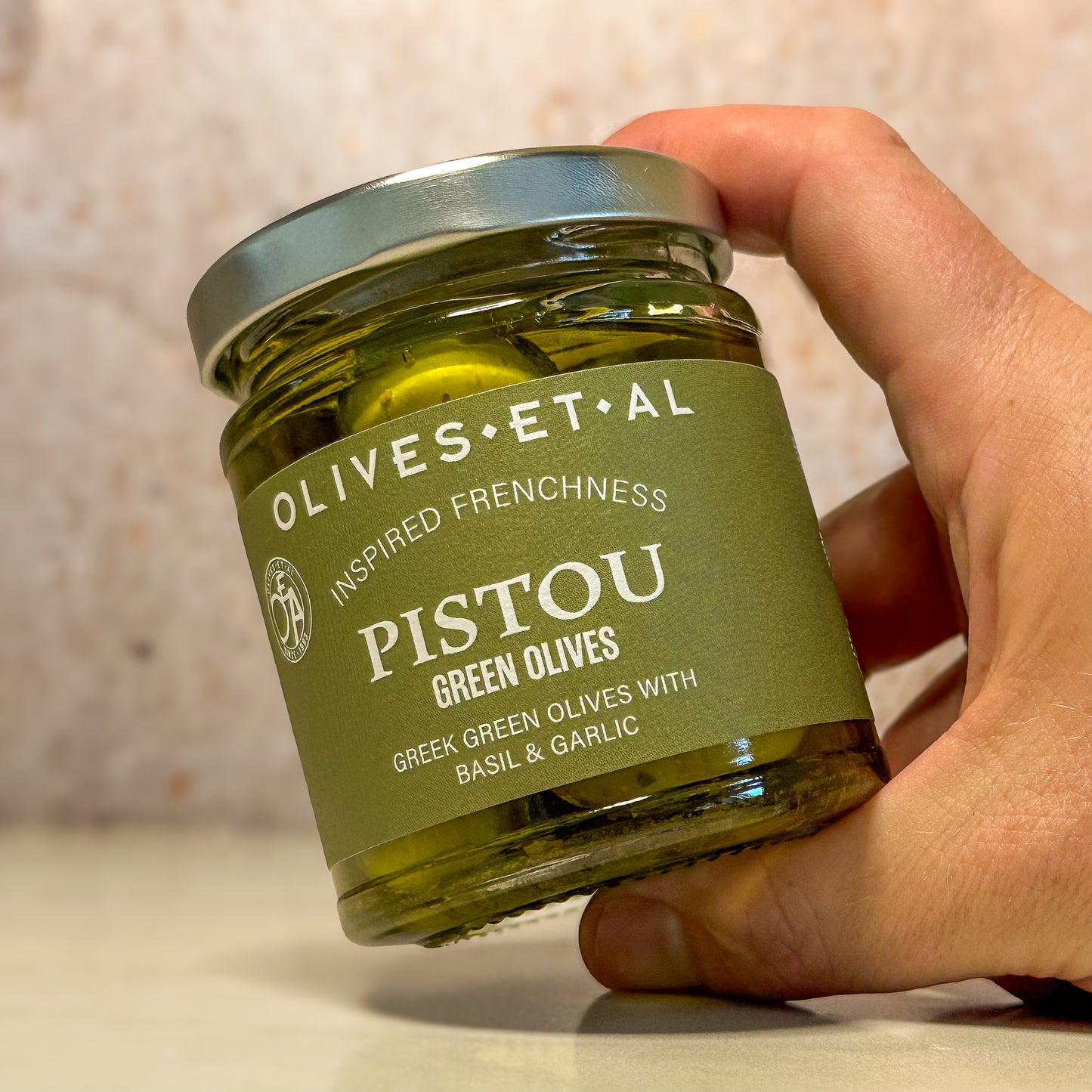 Pistou Basil & Garlic Green Olives 6 x 150g