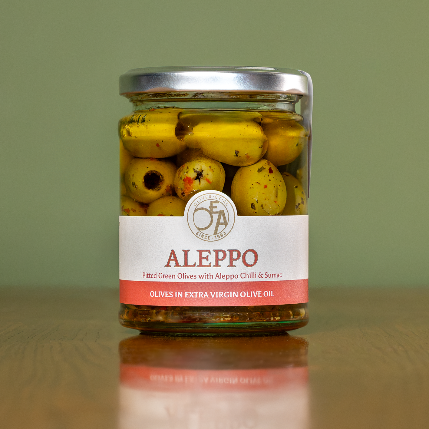 Aleppo Green Pitted Olives in Extra Virgin Olive Oil 6 x 250g