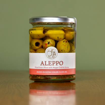 Aleppo Green Pitted Olives in Extra Virgin Olive Oil 6 x 250g