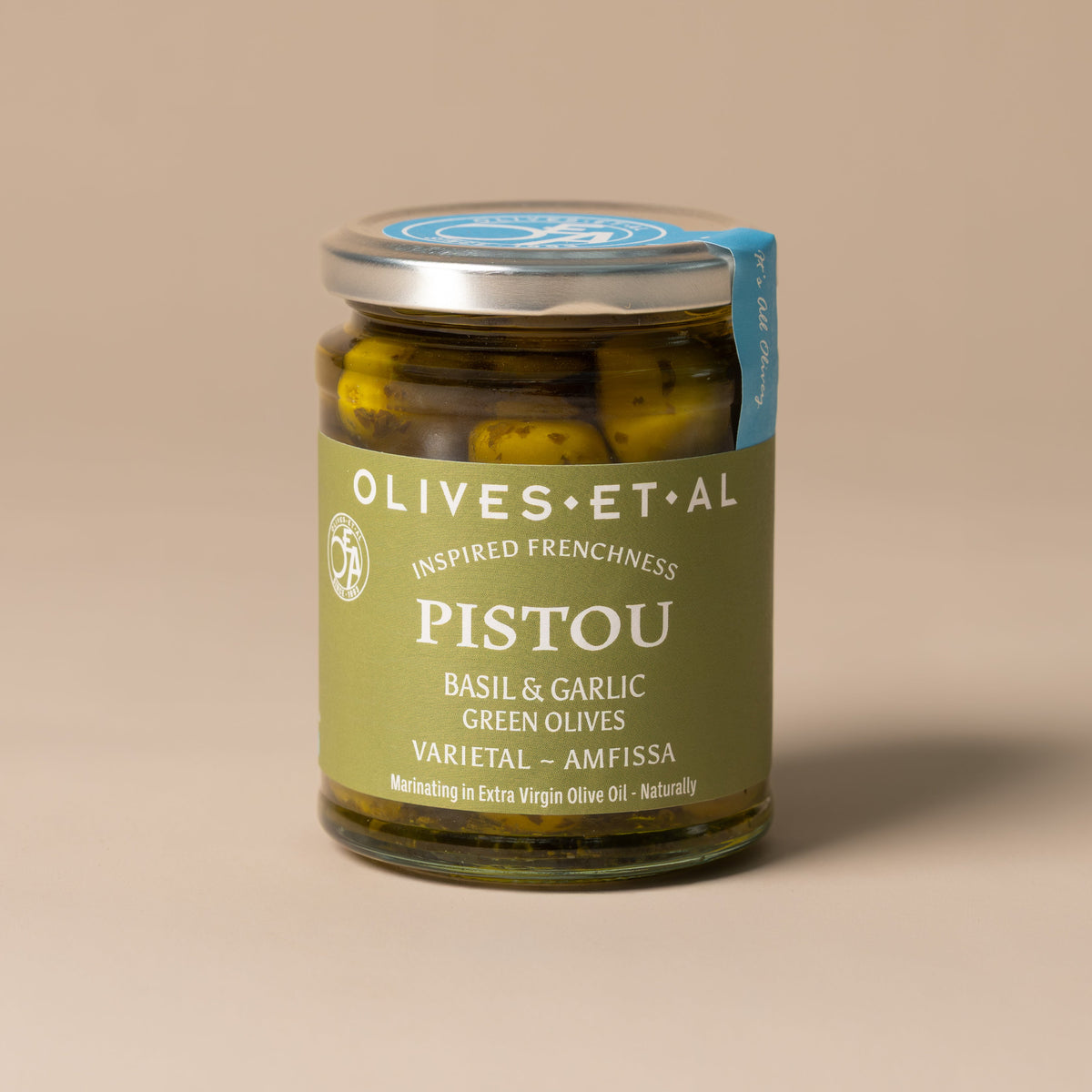 Pistou Basil & Garlic Whole Olives 6 x 250g - Olives Et Al