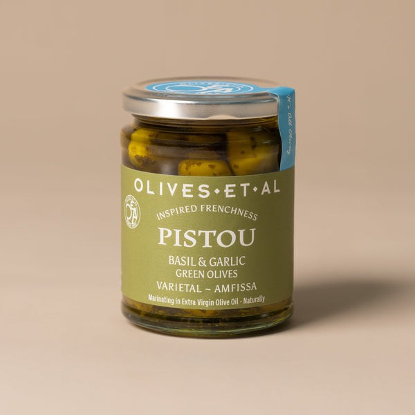 Pistou Basil & Garlic Whole Olives 6 x 250g - Olives Et Al