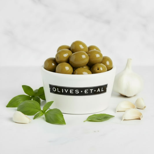 Pistou Basil & Garlic Whole Olives, Loose 2.5kg