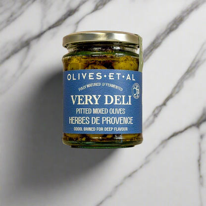 Very Deli Herbed Pitted Olives in a Jar for Retail Wholesale
