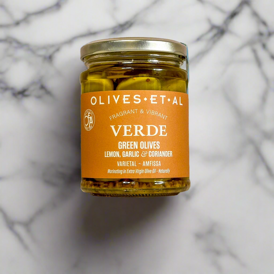 Verde Lemon & Coriander Whole Olives in a Jar for Retail Wholesale