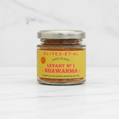 Jar of Olives et al Levant No 1 Shawarma spice blend on a white background