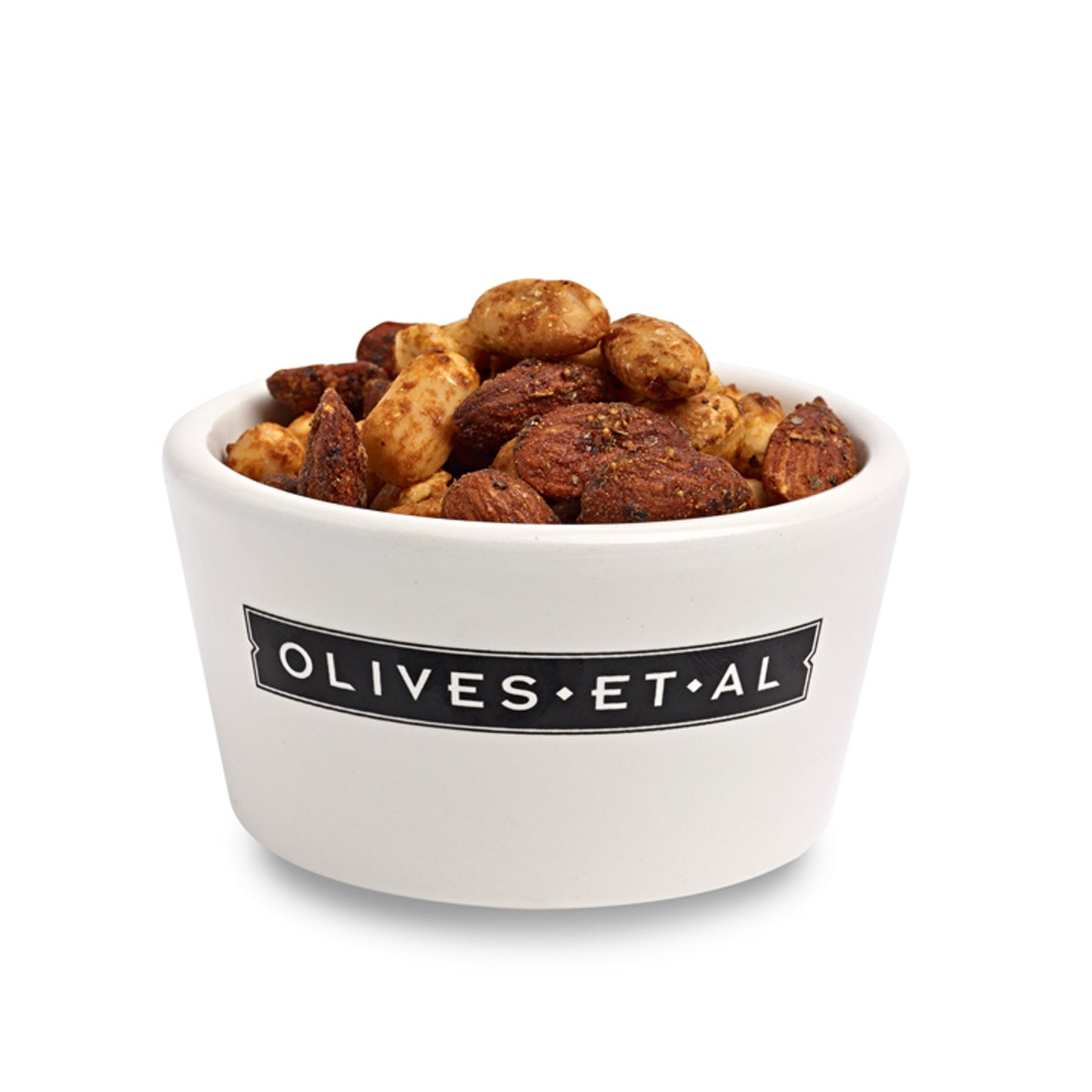 Olives Et Al Cajun Spiced Mixed Nuts in a Ramekin