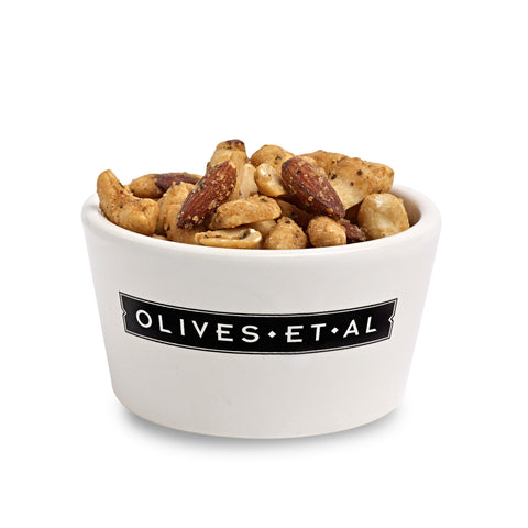 Olives Et Al Chipotle Smoky Chilli Nuts in a Ramekin