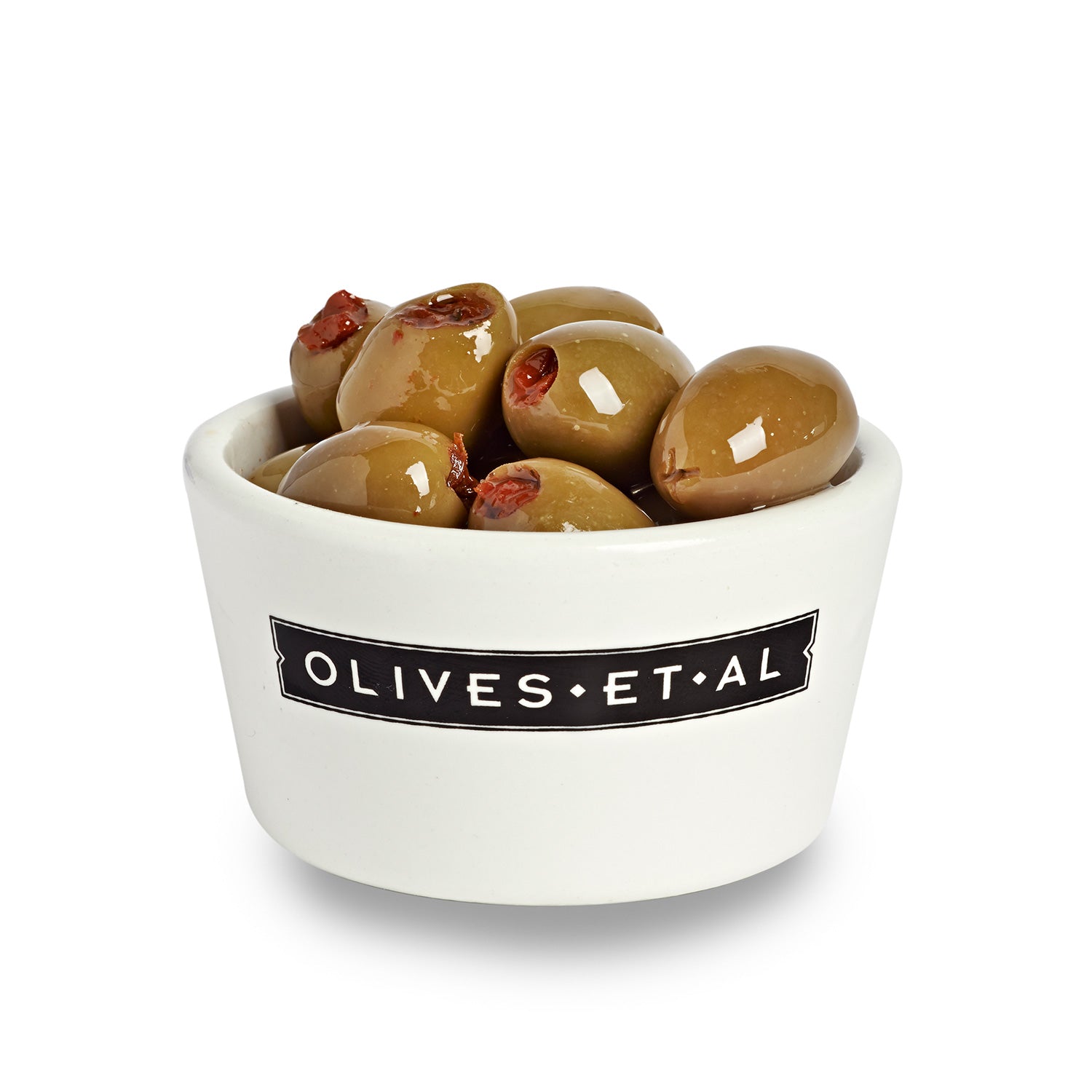 Olives Et Al Sundried Tomato Stuffed Olives in a Ramekin